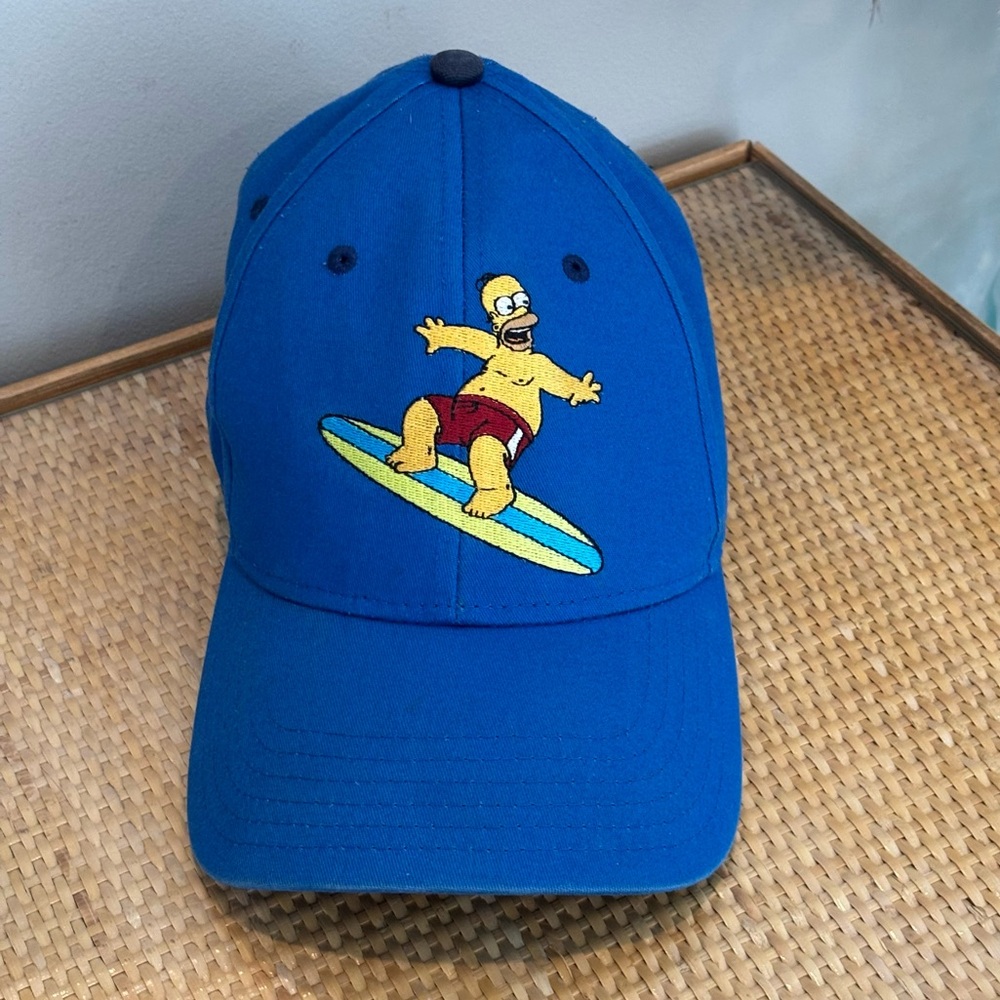 The Simpsons Blue Surfing Homer Baseball Cap NWOT one size! A rare find!!